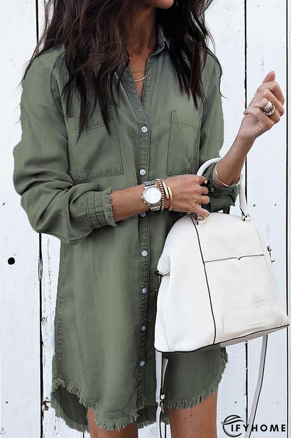Denim Shirt Dress Overcoat | IFYHOME
