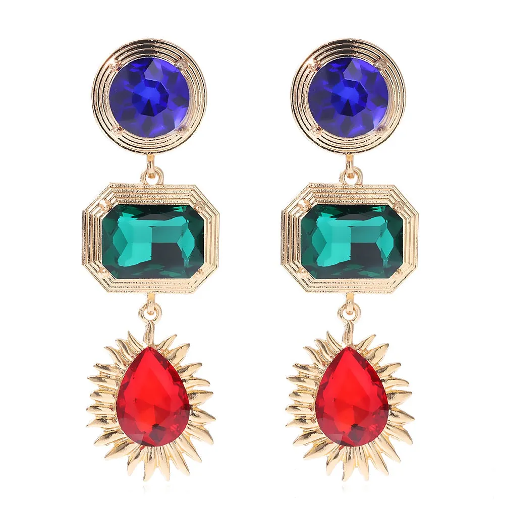 Dvacaman Newest Multicolor Crystal Drop Earrings Fine Jewelry Accessories For Women Fashion Rhinestone Tassel Earrings Wholesale