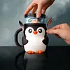 Cute Penguin Cow Leak Proo Ice Cream Pint Containers for Gathering Party Picnic