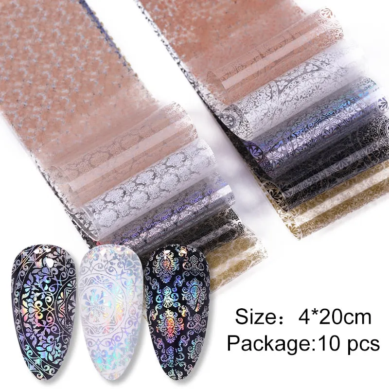 10Pcs/Bag Nail Art Transfer Foil Sticker Abstract Image Blue French Tip Wraps Adhesive Decals Nails Decoration Accessories-Nail Inspo