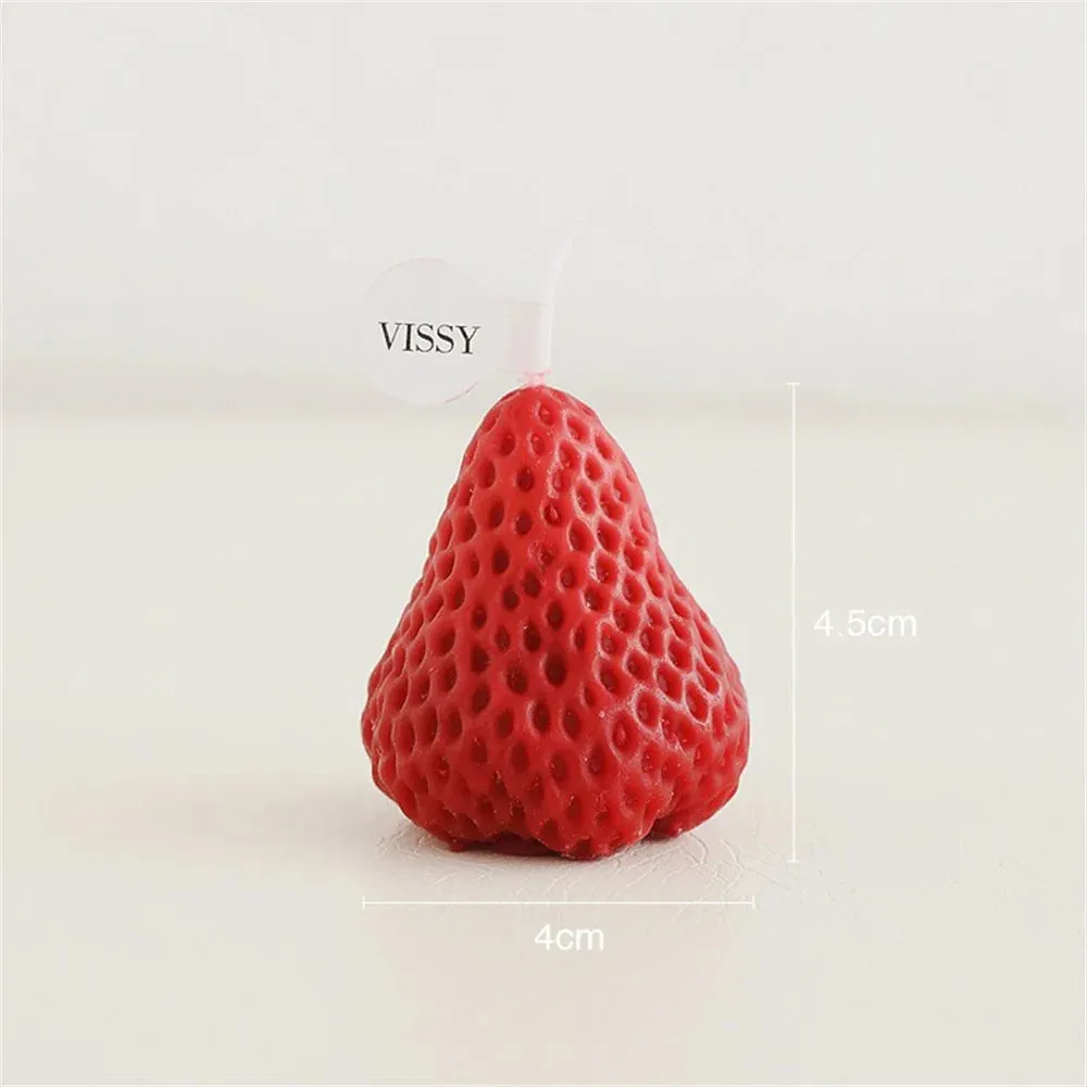 Athvotar 1/4Pcs Strawberry Candles Soy Wax Aromatherapy Scented Candles Cake Toppers for Birthday Party Baby Shower Home Decorations