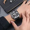  Mens Steampunk Watch Military Big Square Case Design Quartz Dual Time Zone