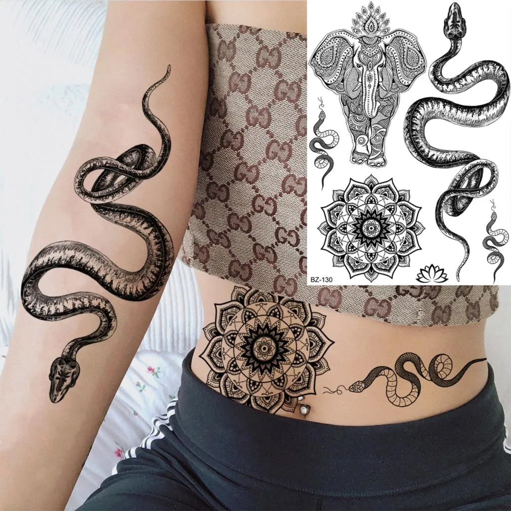 Realistic Knight Tribal Armband Temporary Tattoos For Men Adult Lion Wings Shield Fake Tattoo Body Art Unique Tatoos Large