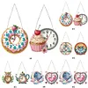 2Pcs Diamond Painting Ornament with Clock Function Hanging Clock Art Craft Decor