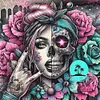 Skull Girl-11CT Stamped Cross Stitch 40*40cm/15.75*15.75in