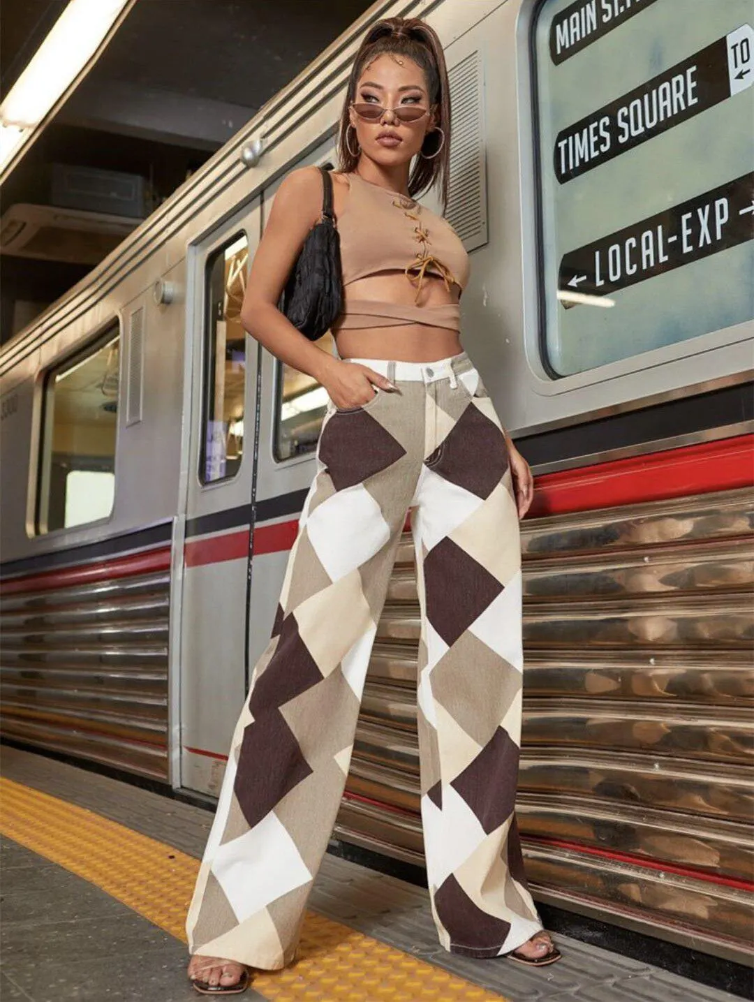 Brownm Harlequin Wide Leg Jeans