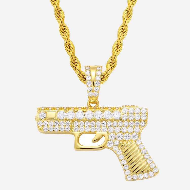 Iced Out Pistol Pendants Hip Hop Bling Bling For Men