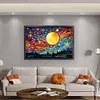 Stained Glass Moon Starry Sky-Full Embroidery 3 Strands 11CT Stamped Cross Stitch-60*40CM-Large Size