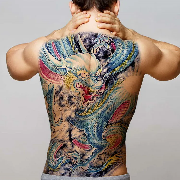 temporary men tattoos water transfer tattoo full back large tatoo fake dragon wings tattoo and body art sticker sexy decals big