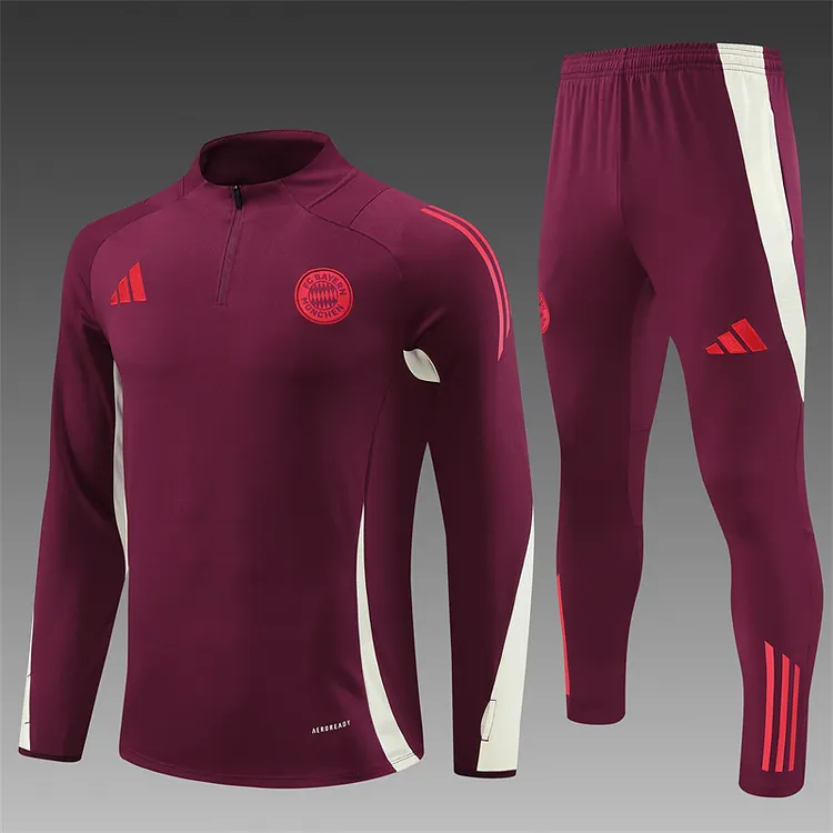 2024-25 Bayern Munich Maroon Half-Draw Training Jersey