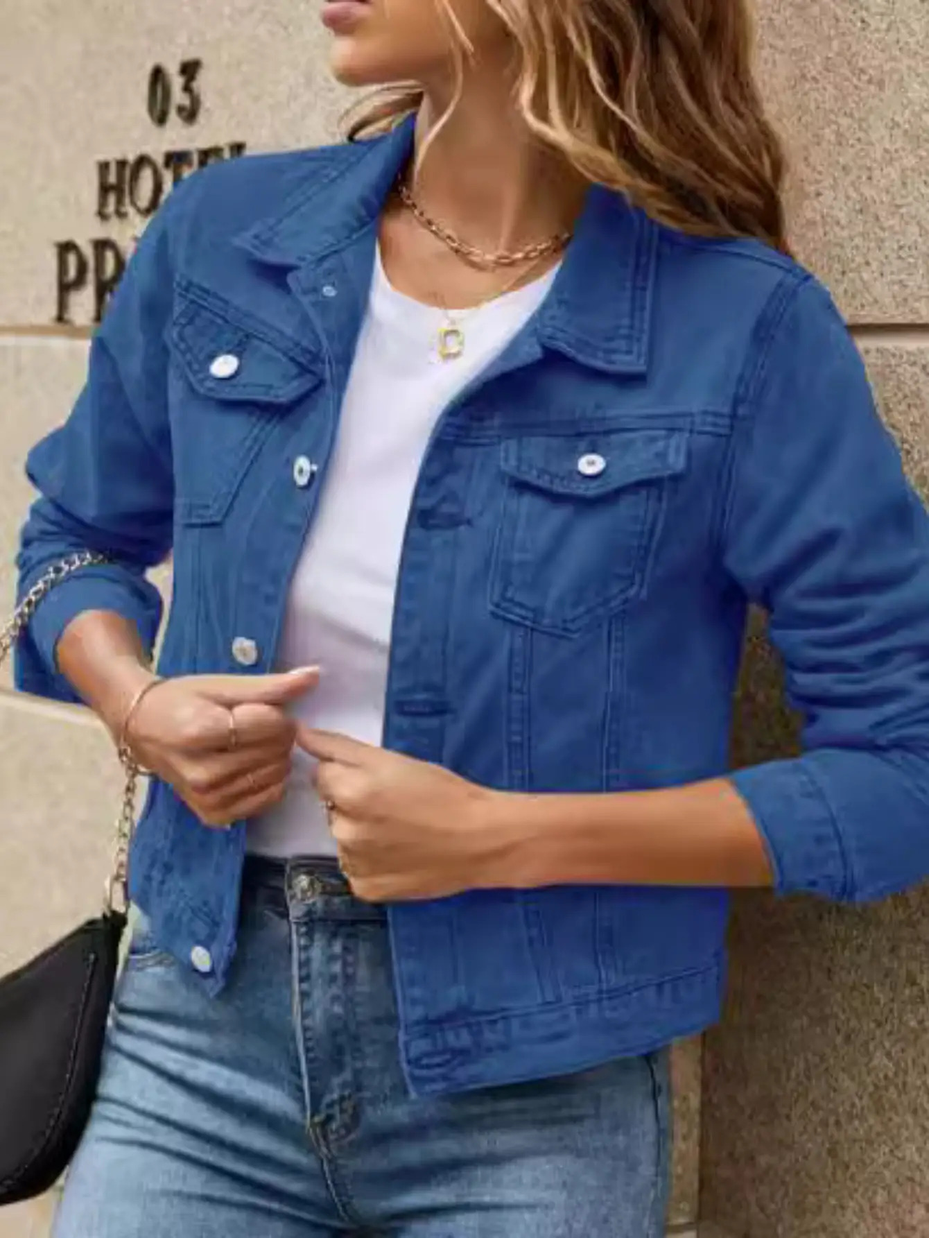 Women&lsquo;s Classic Solid Black Denim Jacket - Casual Button-Front Closure with Chest Pocket, Structured Fit for Spring/Fall Layering, Versatile Everyday Outerwear, Durable & Comfortable Women&lsquo;s Fashion Coat, Denim Jacket Women Plus Size Curvy