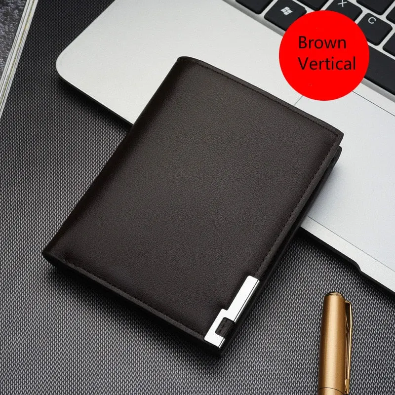 Retro Men's Wallet Business ID Card Holders Purse Small Leather Card Wallets Short Bifold Wallet for Men Slim Purses Male Wallet
