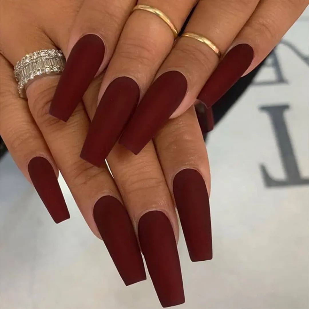 24Pcs Detachable False Nails Long Ballerina Artificial Fake Nails Full Cover Jelly Red Coffin Nail Tips DIY Manicure Tool 515-Nail Inspo