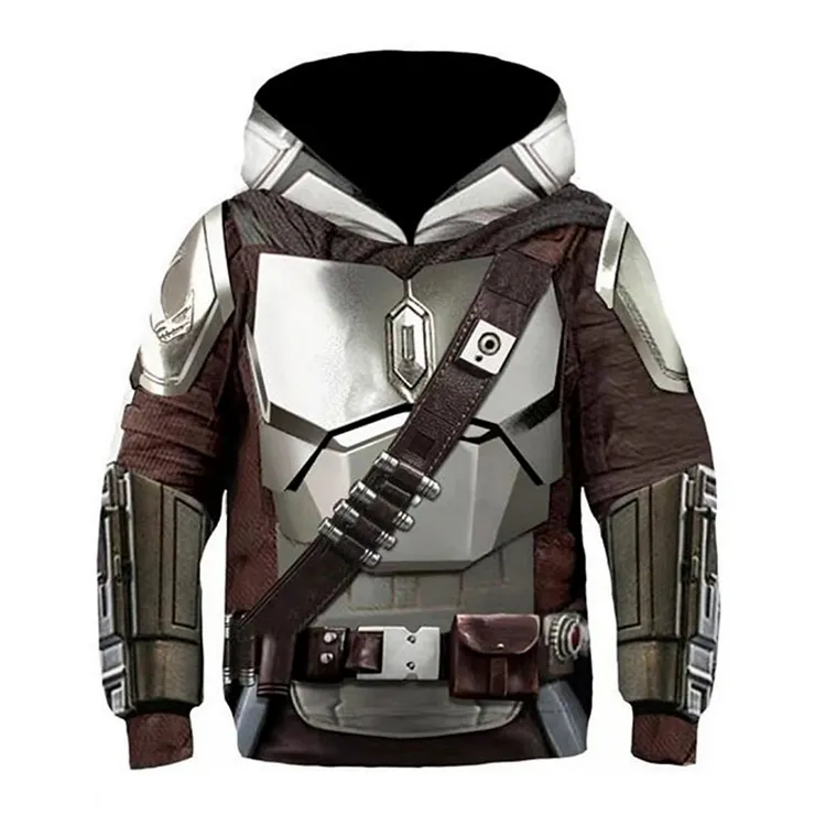 Kids Children Mando Boba Fett Silvery Hoodie Outfits Cosplay Costume Halloween Carnival Suit