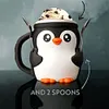 Cute Penguin Cow Leak Proo Ice Cream Pint Containers for Gathering Party Picnic
