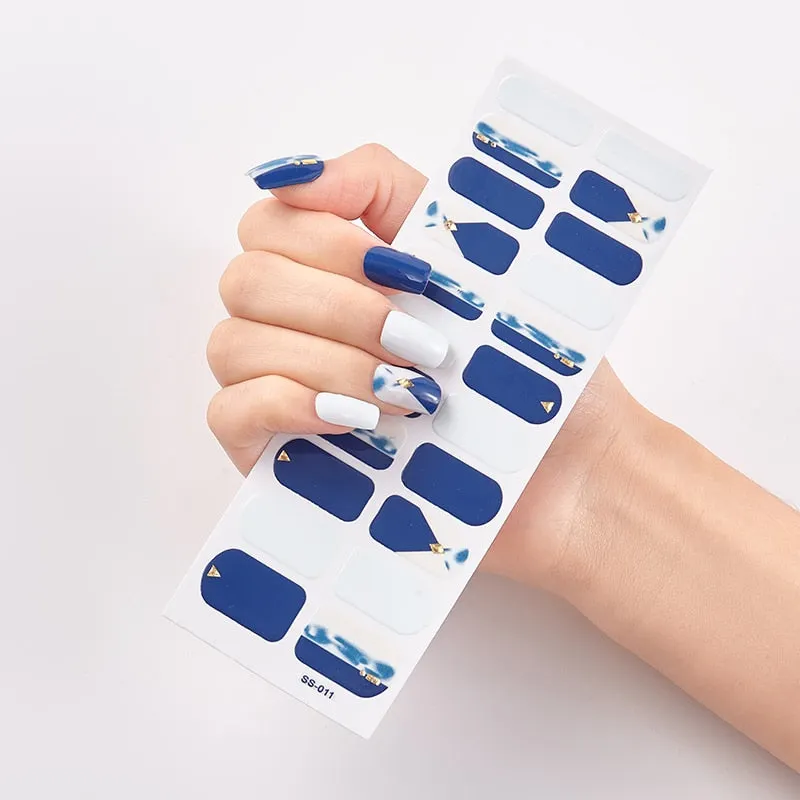 22 Tips/Sheet Solid And Shivering Patterned Nails Nail Wraps DIY Self Adhesive Nail Art Stickers 2020 Designer Nail Decals