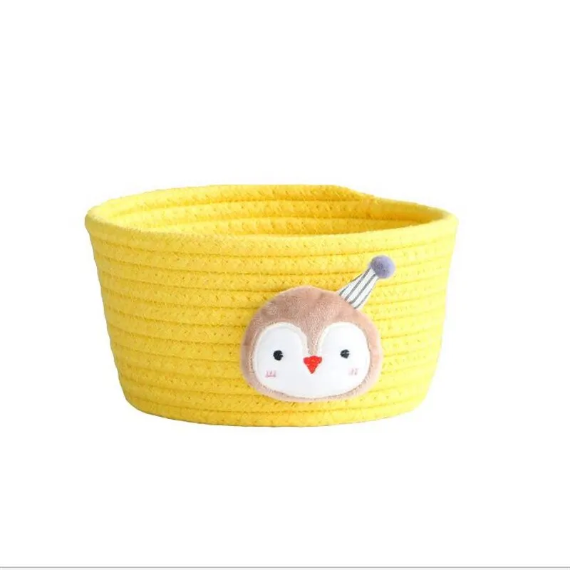 Cotton Rope Storage Baskets With Animals Shape Baby Dirty Clothes Laundry Basket Handmade Weaving Desktop Sundries Organizer Box