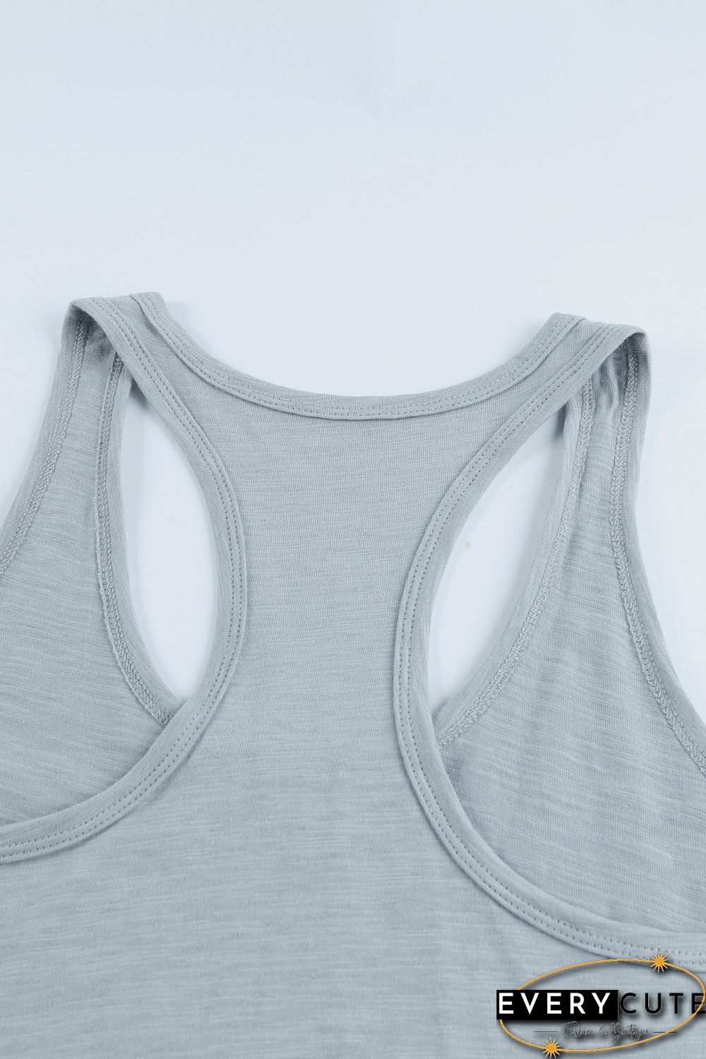 Blank Apparel - Gray Scoop Neck Basic Solid Tank Top