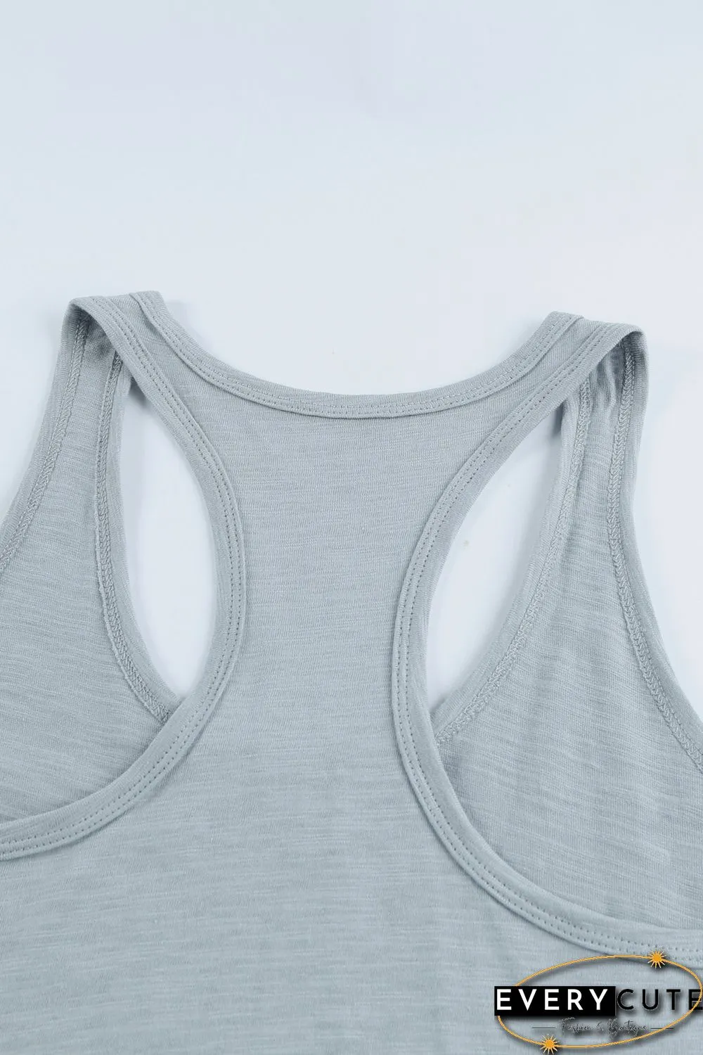 Blank Apparel - Gray Scoop Neck Basic Solid Tank Top