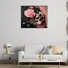 Skull Pink Roses-Full Round Diamond Painting 50*60CM
