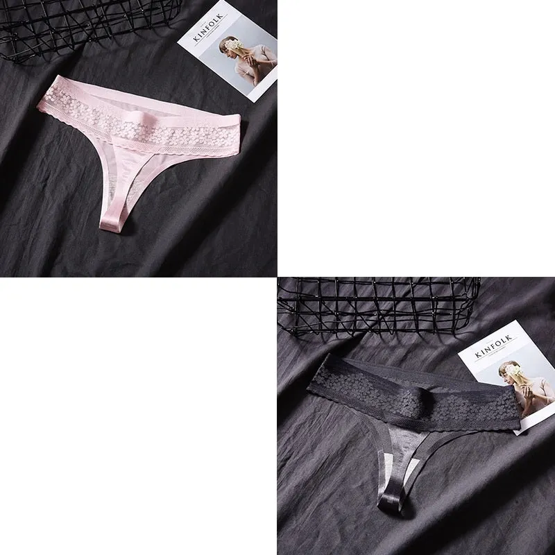 2 Pcs Sexy Seamless Underwear For Woman Female Lace Thong Women Sexy Lingerie Panties Woman G-string Women's Thong New BANNIROU