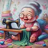 Happy Old Lady - 11CT Stamped Cross Stitch - 45*45cm