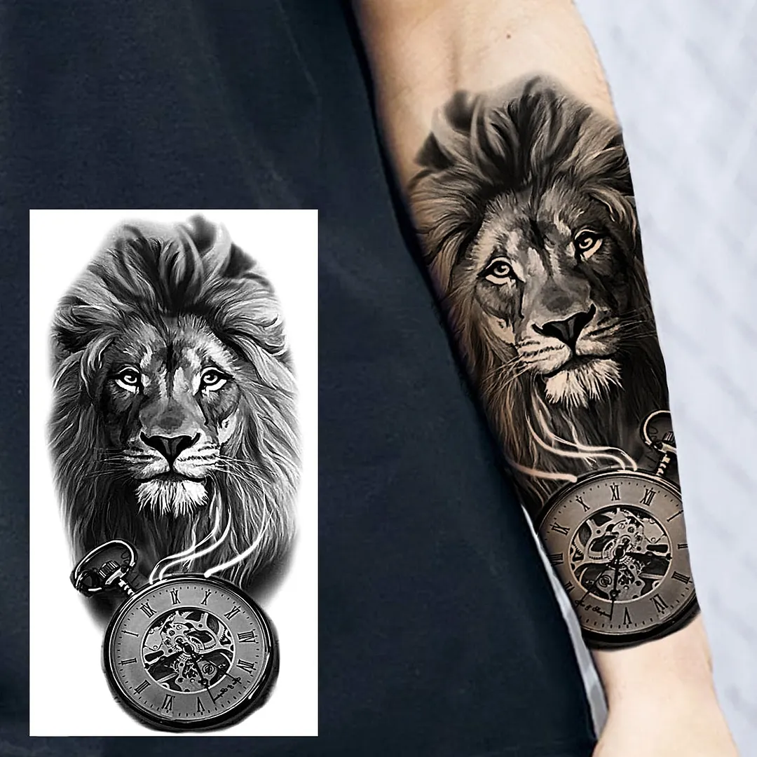 Halloween Clown Joker Scary Temporary Tattoos For Men Women Realistic Scary Lion Waterproof Tattoo Forearm Tatoos Vampire