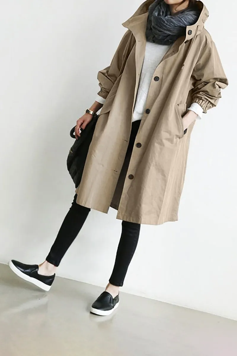 WATER RESISTANT OVERSIZED HOODED WINDBREAKER RAIN JACKET
