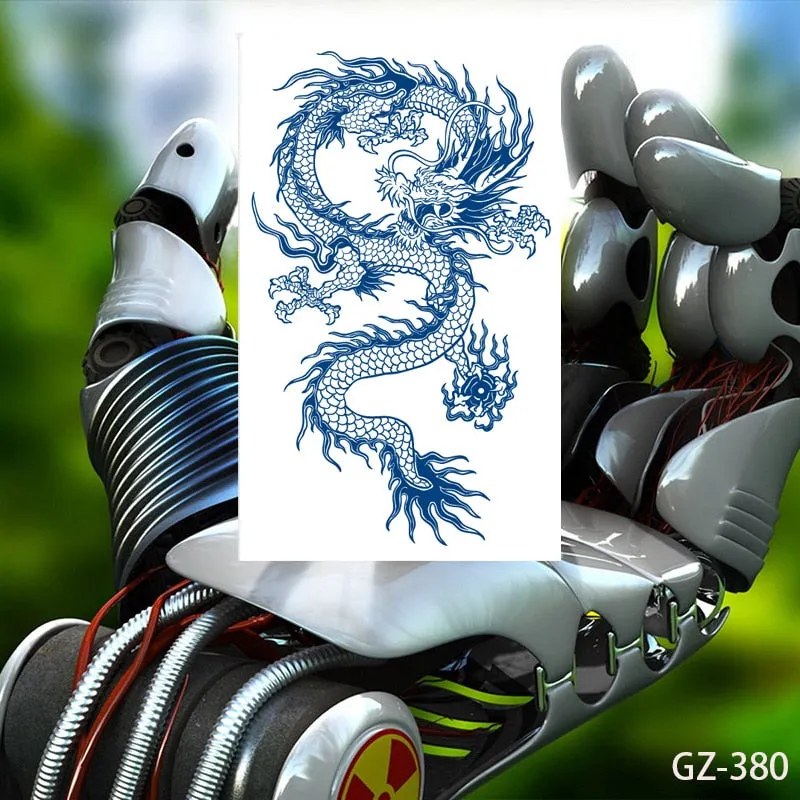 Temporary Tattoo Stickers Dragon Eagle Juice Timberwolves Ink Lasting Waterproof Natural Arm Body Chest Realistic Art Fake Tatoo