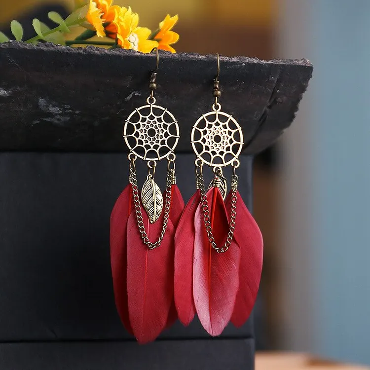 Dream Catcher Feather Earrings