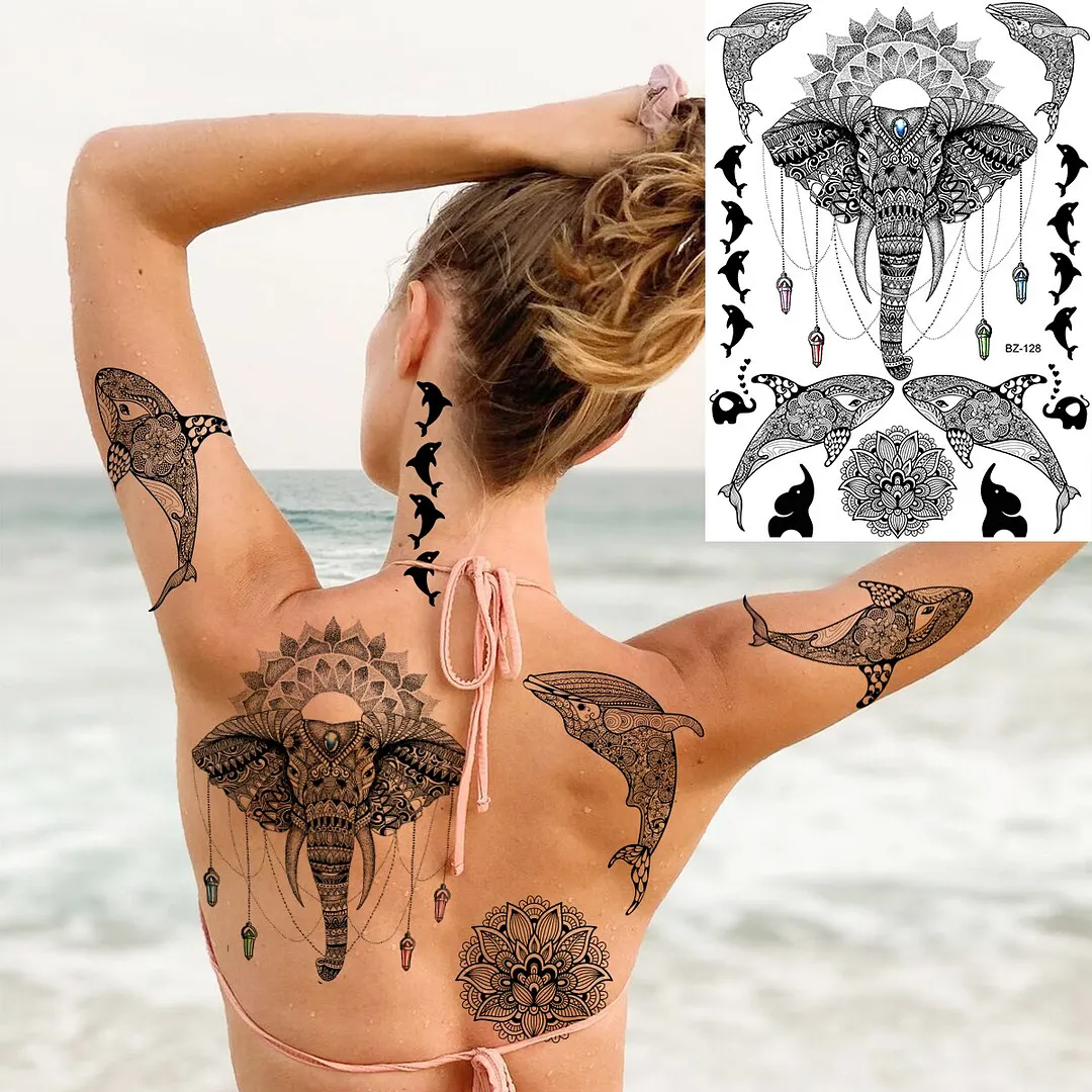 Sdrawing Halloween Skeleton Skull Vampire Temporary Tattoos For Women Adult Rose Flower Fake Tattoo Body Art Leg Arm Tatoo