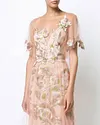 Elegant Floral V Neck Gown