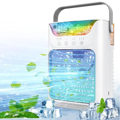 Portable Air Conditioner Fan &ndash; 3 Speeds & Colorful LED Lights