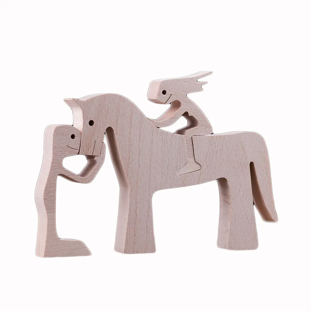 Puppy Family Wood Dog Carving Ornaments Decoration Home Decor Figurine Desktop Table Ornament Sculptures For Dog Pet Lover Gifts 712