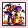Pumpkin Witch-Partial 11CT Stamped Cross Stitch Bead Embroidery 36*36cm/14.17*14.17in