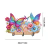 (US Local)Wooden Special Shaped Rainbow Butterflies Flowers Diamond Art Craft Wall Hooks