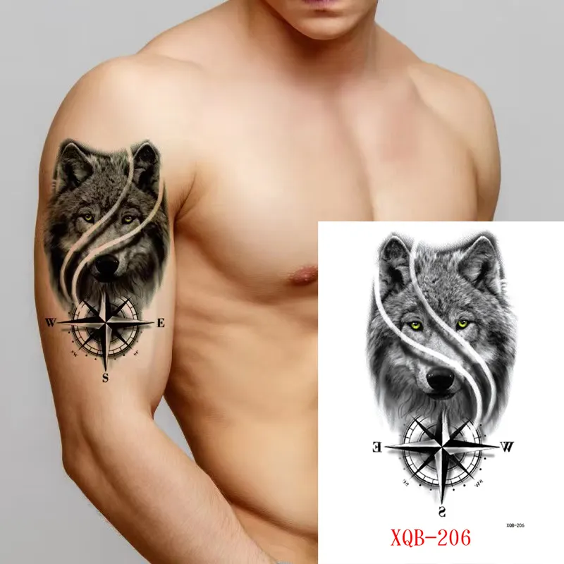 Sdrawing Forest Animal Temporary Tattoos for Men Wolf Tattoo Stickers Tiger Skull Skeleton Fake Tattoo for Women Arm Sleave