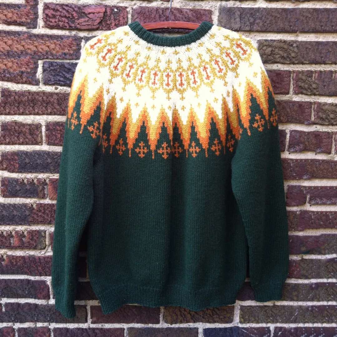 Vintage Icelandic Knit Jacquard Saskia Warmth Cardigan（Unisex）