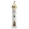 Ramadan Resin Statue Ornament Hollowed Handcrafted Resin Mosque Models Islamic Castle Tabletop Statue for Eid Home Office Decor
