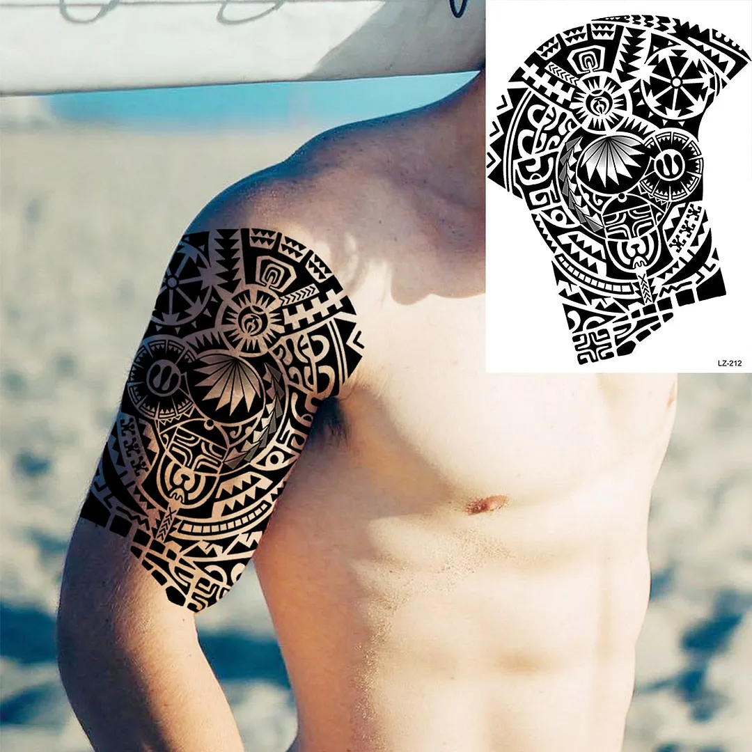 Realistic Knight Tribal Armband Temporary Tattoos For Men Adult Lion Wings Shield Fake Tattoo Body Art Unique Tatoos Large
