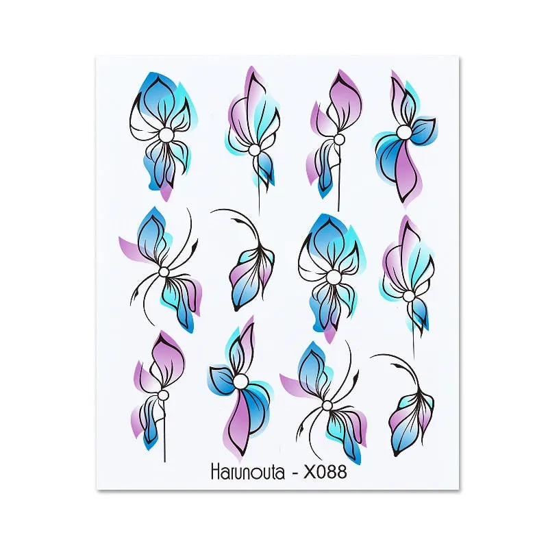 1Pc Spring Water Nail Decal And Sticker Flower Leaf Tree Green Simple Summer DIY Slider For Manicuring Nail Art Watermark