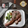 Stainless Steel Square Frying Pan/Grill Pan 304 Home Use Uncoated with Wooden Handle, Three-layer Structure with Aluminum Core, Suitable for Home and Outdoor Extra Large Flat Cooking Tray, All Stovetops