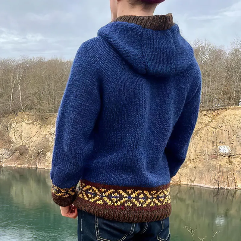 Vintage Knitted Iceland Hooded Sweater Cardigan