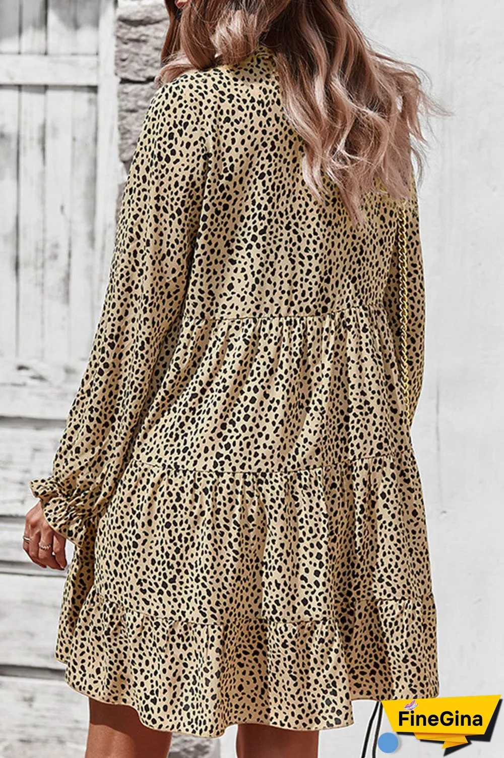 Fashion Street Print Split Joint V Neck A Line Dresses