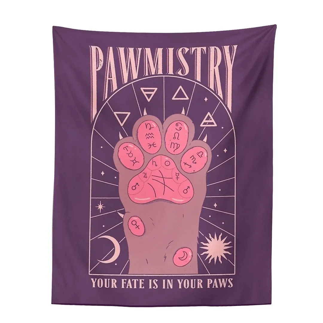 Cat Paws Tarot Tapestry Witchcraft Tapestry Bohemian Style Decoration Home Decoration Hippie Mattress Girls Dorm Room Decor