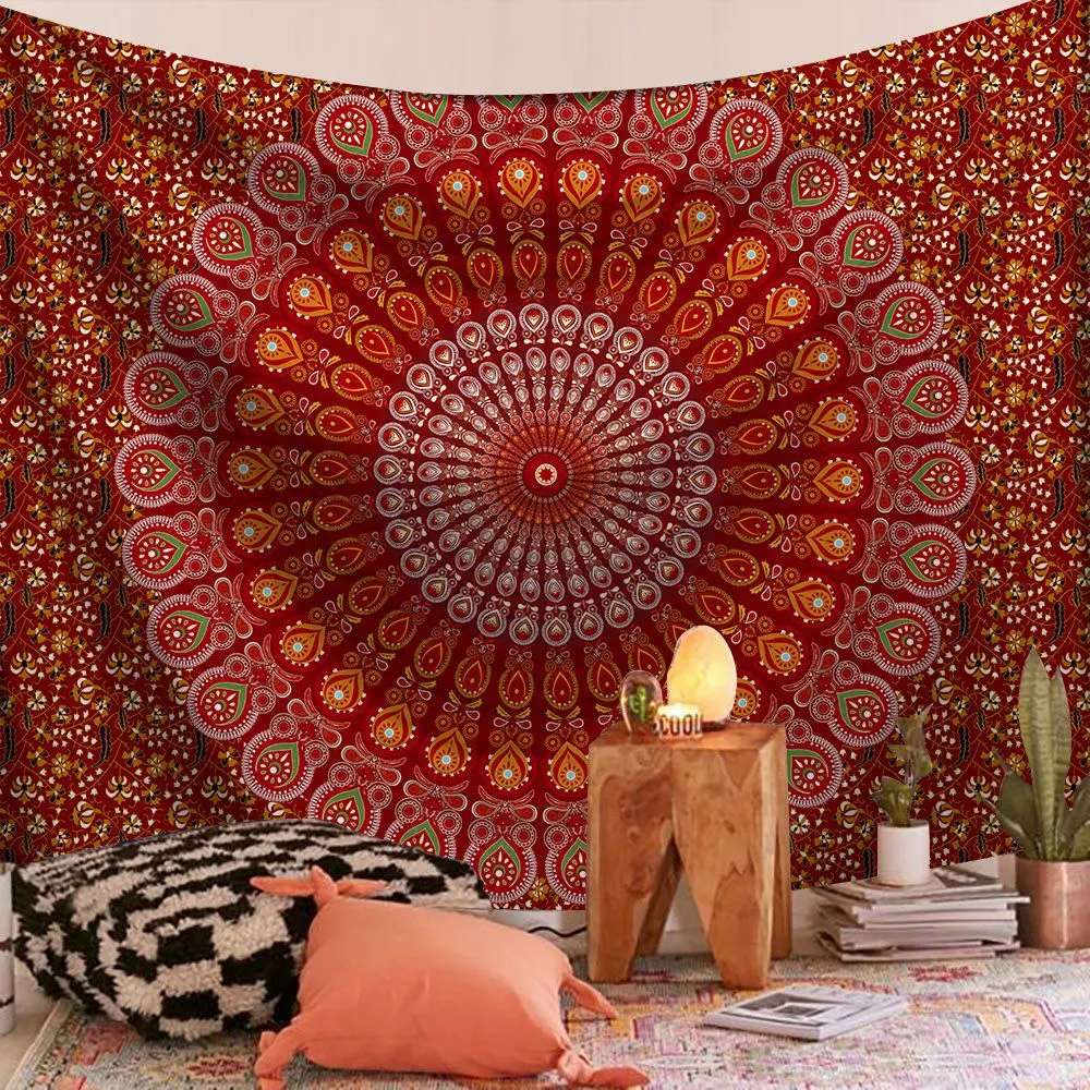 Polyester Mandala Print Tapestry Wall Hanging Carpet Throw Yoga Beach Mat Blanket Large 150*200cm Sleeping pad wall art Tapestry