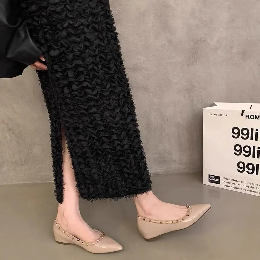 Breakj Breakj 5Cm High Rivet Tip Light-Mouthed Single-Shoe Women 2025 Summer New One-Legged Stubble Shoes Boat Shoes
