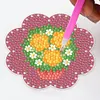 Diamond Painting Coaster DIY Flowers  Cup Cushion Table Placemat(6 Piece Set 1 Rack)
