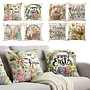 Easter Bunny Eggs Throw Pillow Covers 18x18 Inch He Is Risen Bunny Floral Eggs Farmhouse Easter Cushion Covers for Sofa Couch Bed Livingroom