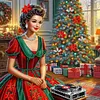 (US Local)4pack Xmas Lady-Special Shaped Diamond Painting Kit(30x30cm)